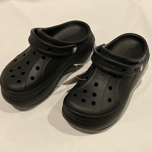NWT CROCS Black Platform Shoes Bella Clogs size womens 6 - Picture 6 of 11